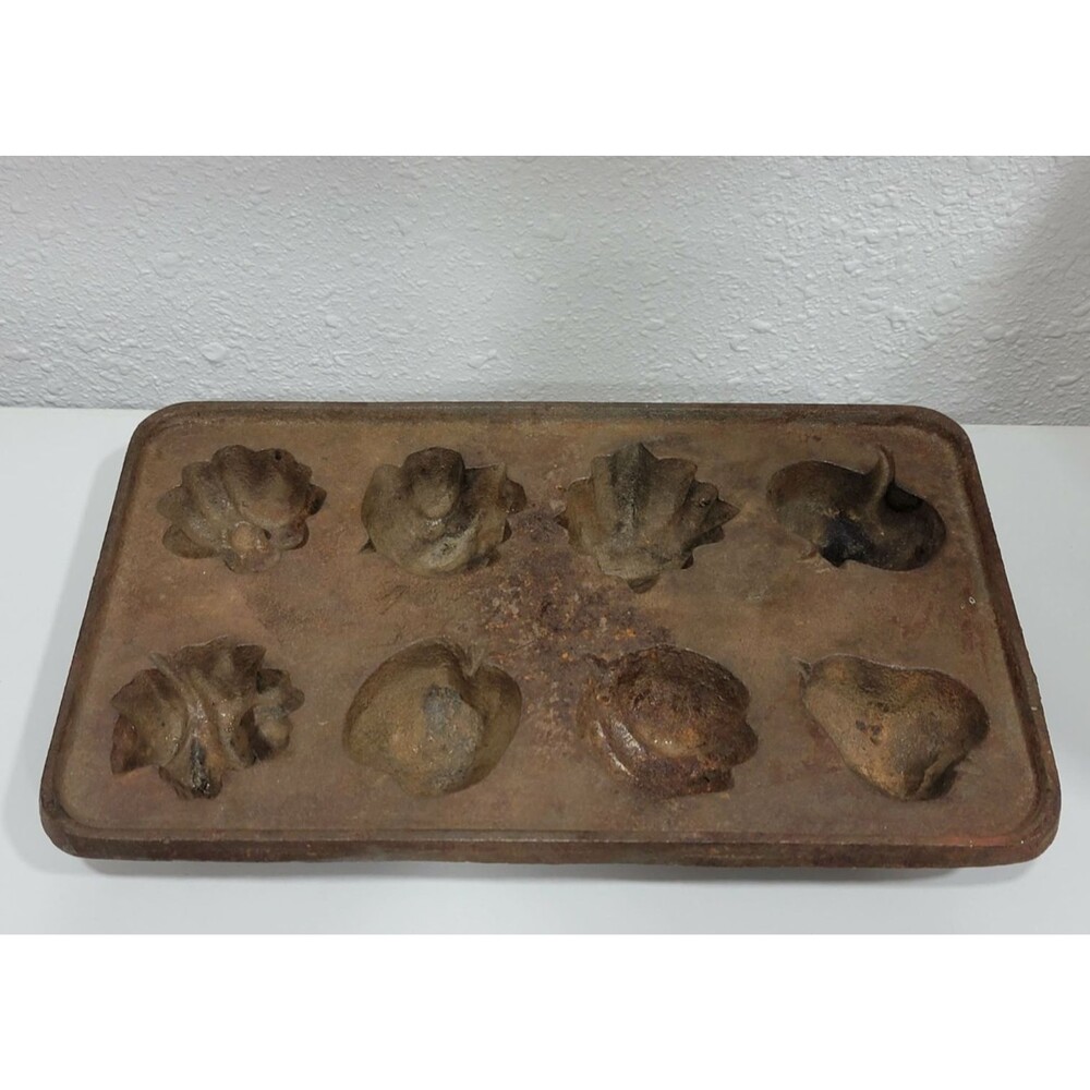 Vintage Retro Cast Iron Corn Bread Pan Fruit And Vegetables Unbranded
